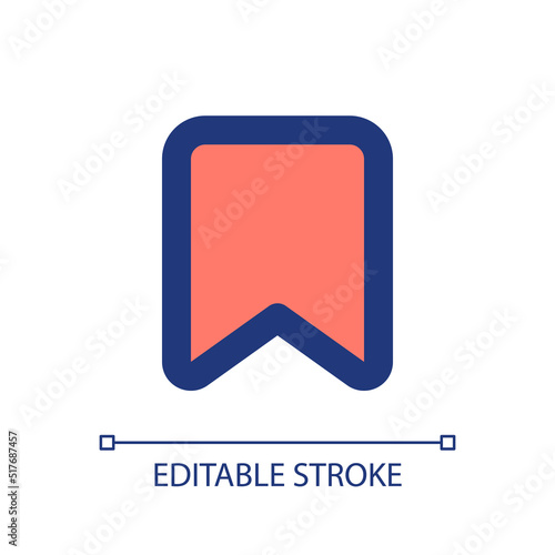 Add bookmark pixel perfect RGB color ui icon. Saving webpage. Reading list. Simple filled line element. GUI, UX design for mobile app. Vector isolated pictogram. Editable stroke. Arial font used