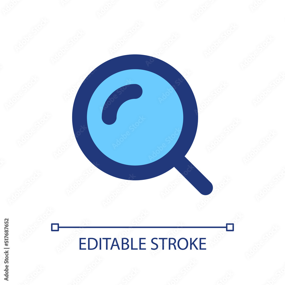 Magnifying glass pixel perfect RGB color ui icon. Enlarging screen. Search tool. Simple filled line element. GUI, UX design for mobile app. Vector isolated pictogram. Editable stroke. Arial font used Magnifying glass pixel perfect RGB color ui icon. Enlarging screen. Search tool. Simple filled line element. GUI, UX design for mobile app. Vector isolated pictogram. Editable stroke. Arial font used