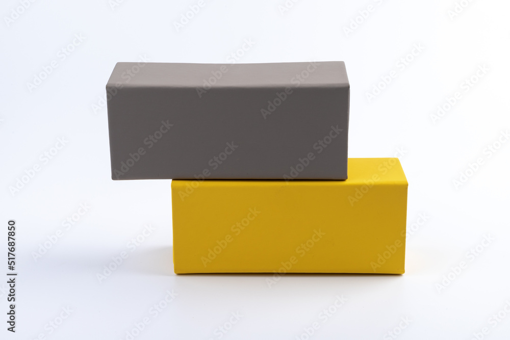 Yellow and grey box for decorate or keep something on white background. Yellow and grey box for decorate or keep something on white background.