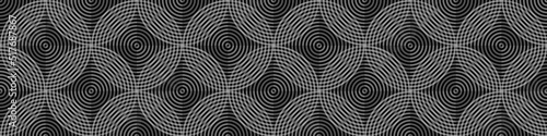Black lines circular pattern, seamless background