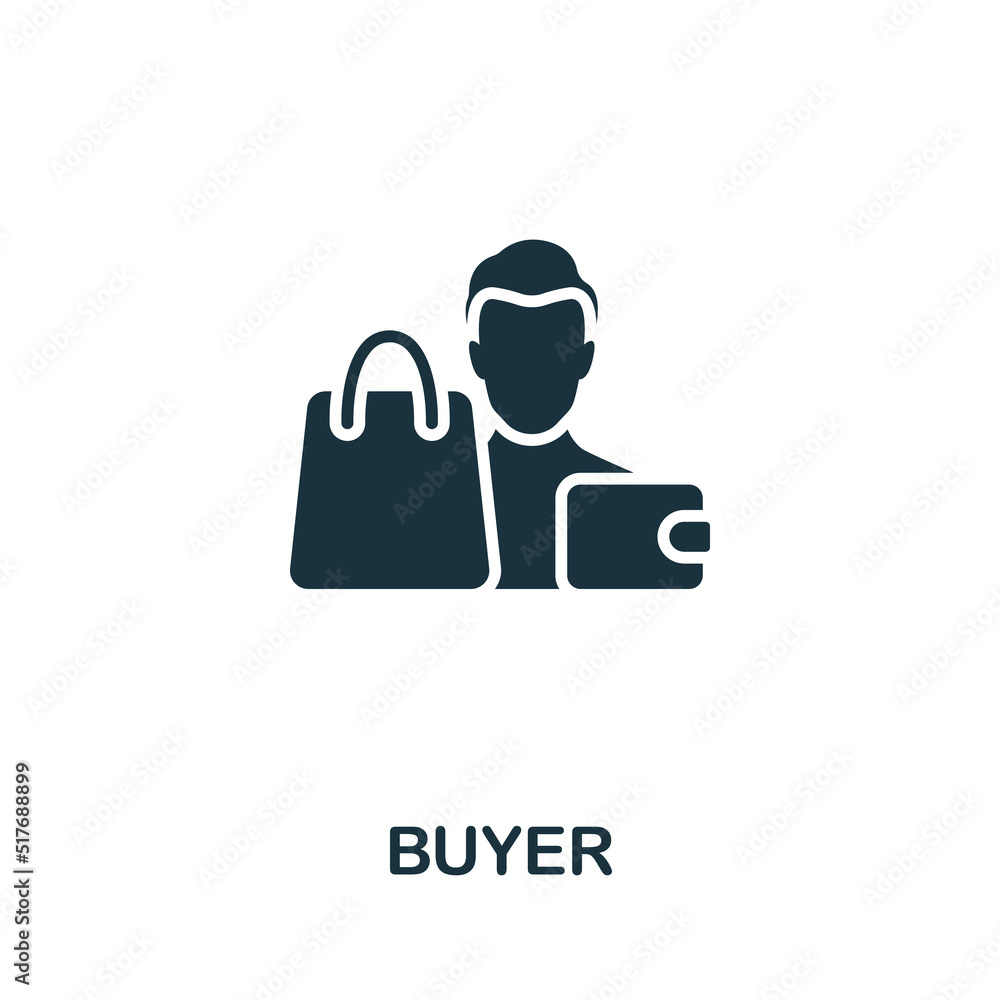 Buyer icon. Monochrome simple Business Management icon for templates, web design and infographics Buyer icon. Monochrome simple Business Management icon for templates, web design and infographics