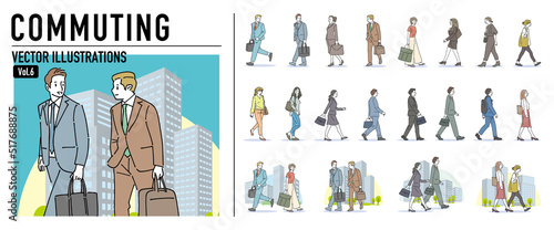 人物 通勤通学おしゃれイラスト素材	