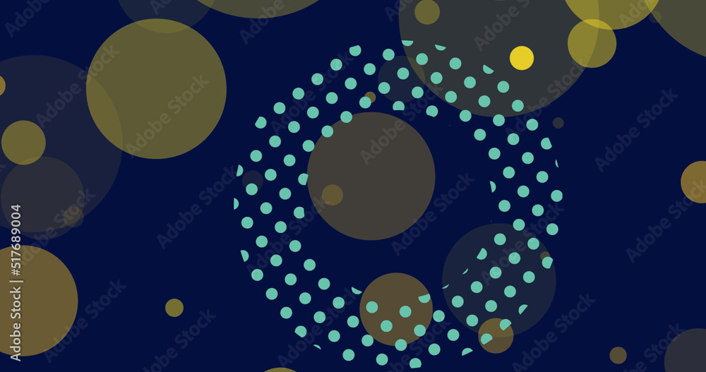 Image of shapes and spots over blue background