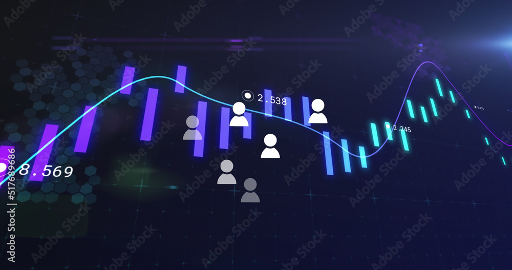 Obraz premium Image of networks of connections and data processing over black background