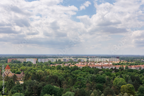 view over apartment blocks of the city of leipzig in germany © funkenzauber
