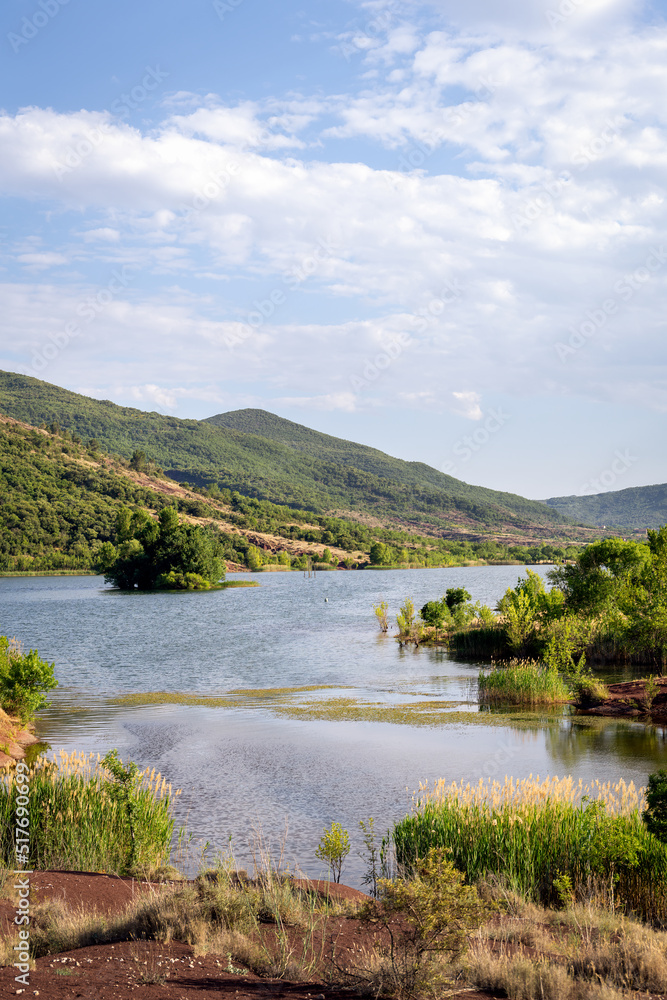 View of the Salagou lake on a sunny spring afternoon, Herault, France