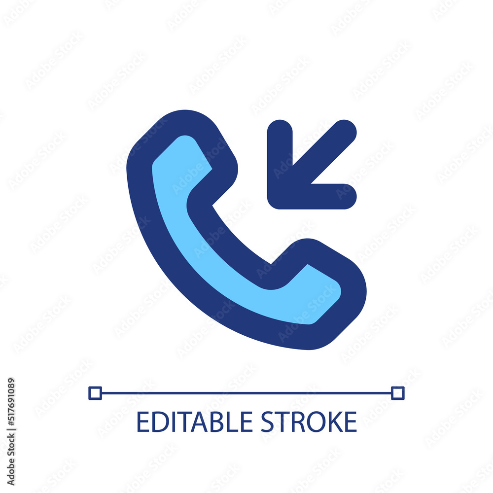 Incoming call pixel perfect RGB color ui icon. Answer button. Cellphone. Simple filled line element. GUI, UX design for mobile app. Vector isolated pictogram. Editable stroke. Arial font used Incoming call pixel perfect RGB color ui icon. Answer button. Cellphone. Simple filled line element. GUI, UX design for mobile app. Vector isolated pictogram. Editable stroke. Arial font used