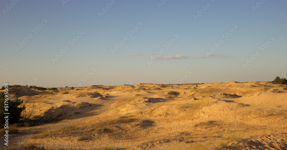 Oleshky sands Kherson region at sunset