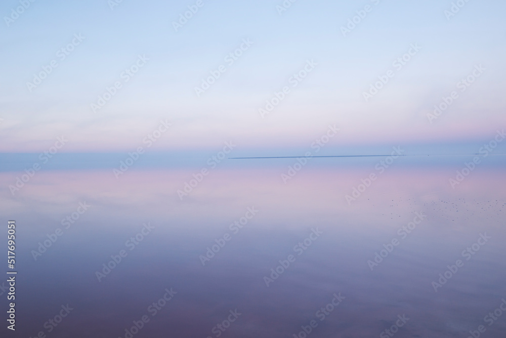 Pink lake at dawn, Kherson region