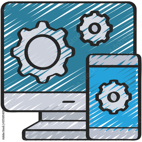 Computer To Mobile Development Icon