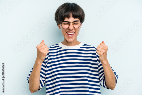 Wallpaper Mural Young caucasian woman with a short hair cut isolated cheering carefree and excited. Victory concept. Torontodigital.ca