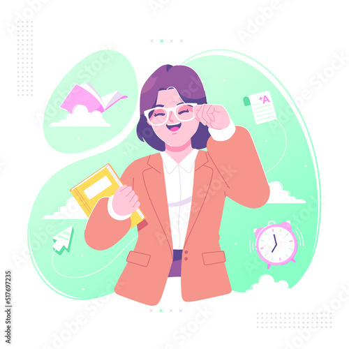 female teacher character illustration design