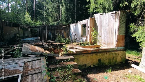 Abandoned prison barrack in a gulag camp in the forests of Siberia, Russia