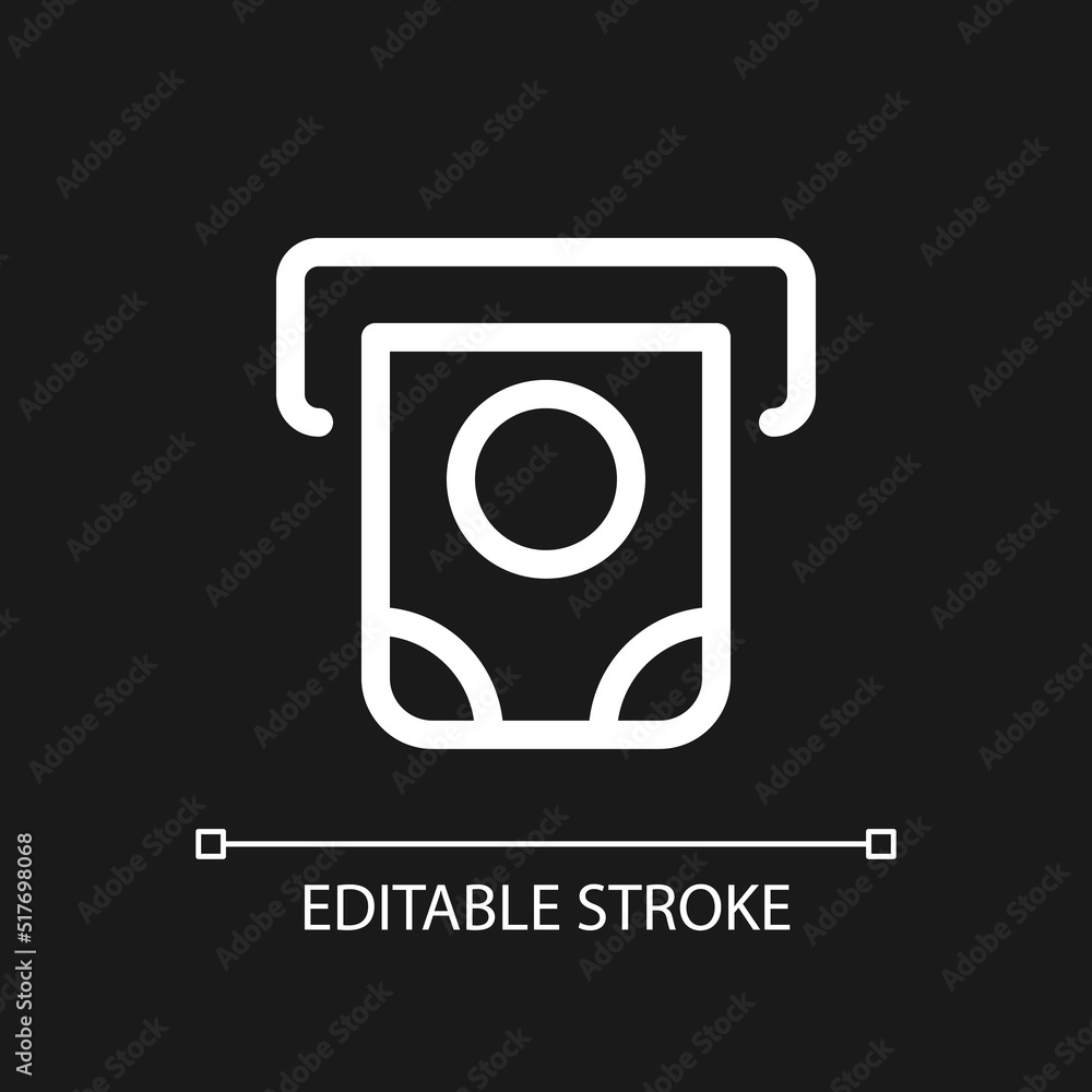 Money dispenser pixel perfect white linear ui icon for dark theme ...