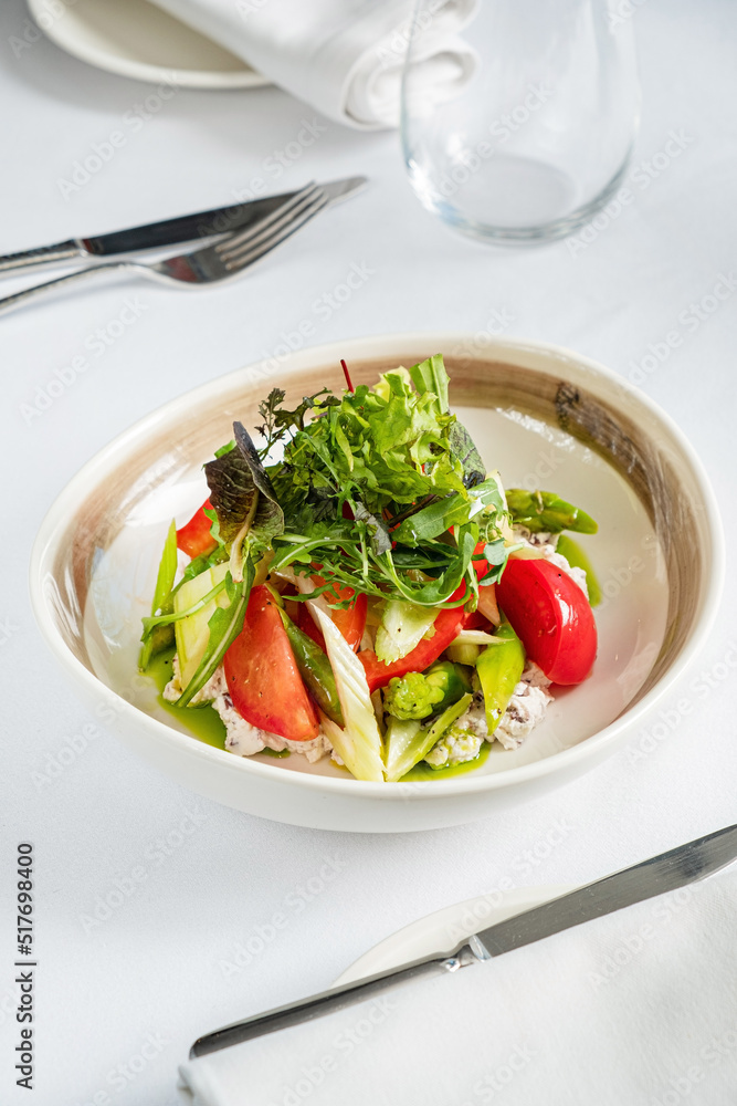 salad with asparagus and Kaymak salad with asparagus and Kaymak
