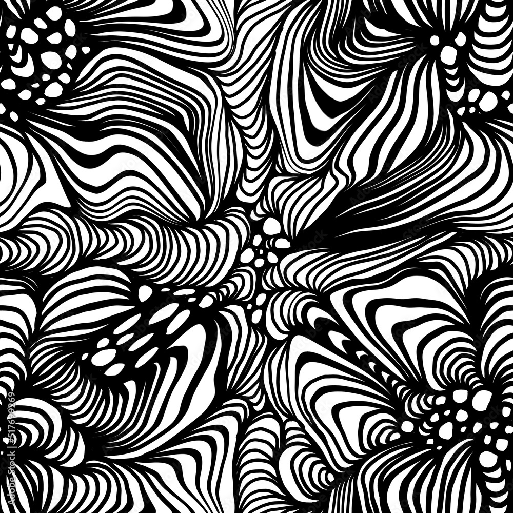 Linear pattern. Abstract pattern, wavy background. Monochrome stripes of black and white texture. Seamless pattern can be used for wallpaper, patterned fill, web page background, surface textures.