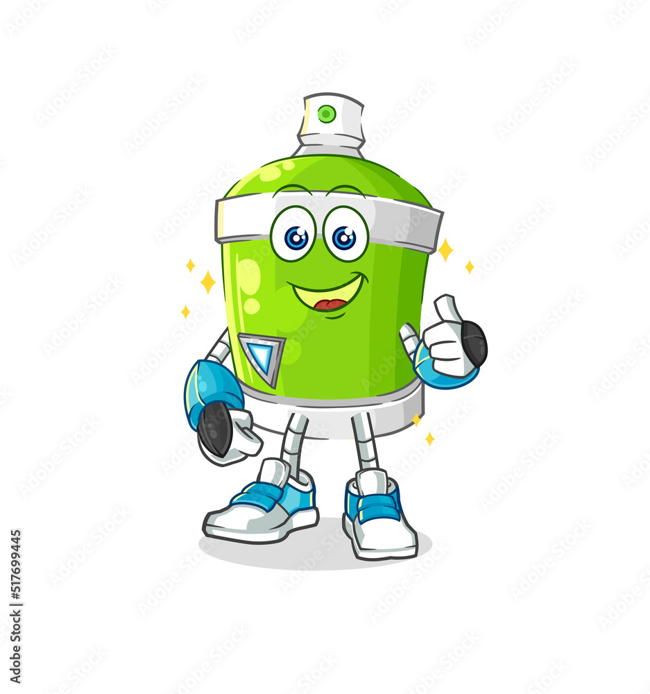 spray paint robot character. cartoon mascot vector spray paint robot character. cartoon mascot vector