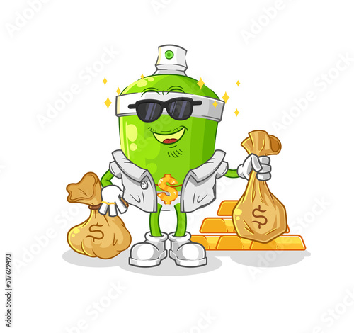 spray paint rich character. cartoon mascot vector