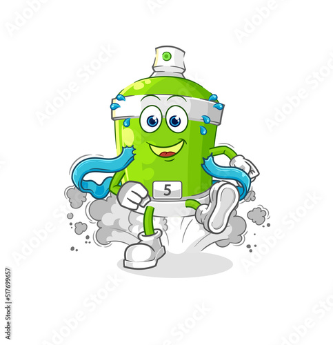 spray paint runner character. cartoon mascot vector