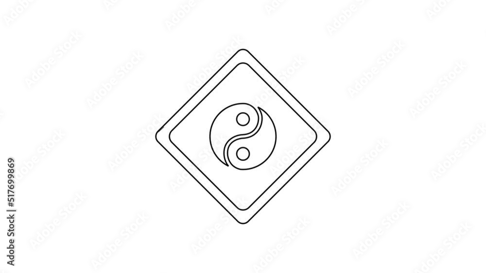 Black line Yin Yang symbol of harmony and balance icon isolated on ...