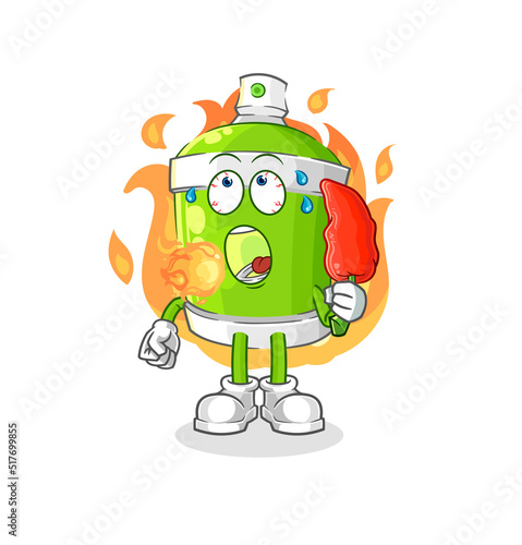 spray paint eat hot chilie mascot. cartoon vector