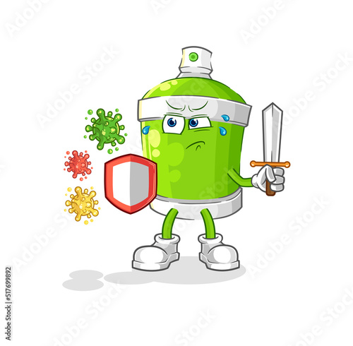 spray paint against viruses cartoon. cartoon mascot vector