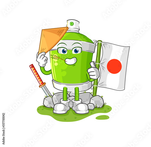 spray paint japanese vector. cartoon character