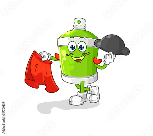 spray paint matador with red cloth illustration. character vector