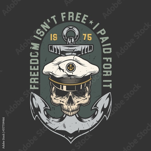 NAVY skull colorful label vintage