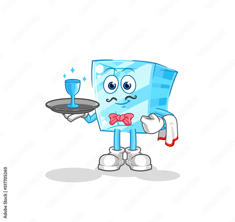 glass waiter cartoon. cartoon mascot vector glass waiter cartoon. cartoon mascot vector