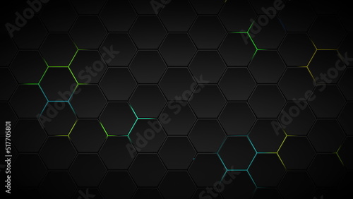 Futuristic Hexagons Surface Loop RGB Multicolor background. Abstract hexagonal surface animation. Neon colors. Seamless loop. © Hyperset
