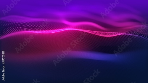 Fototapeta Naklejka Na Ścianę i Meble -  Particles wave Cyber technology background loop. Abstract seamless animation of mesh glowing dots digital luxurious wave particles flows background, Motion of digital data flow.
