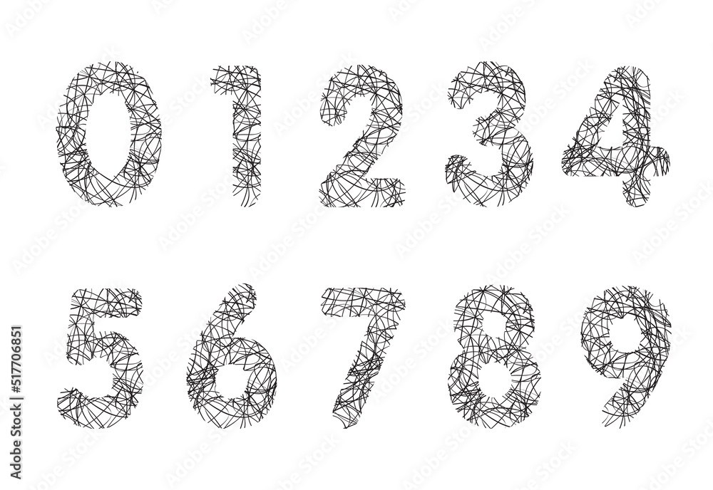 Hand drawing number on white background, Vector illustration. Hand drawing number on white background, Vector illustration.