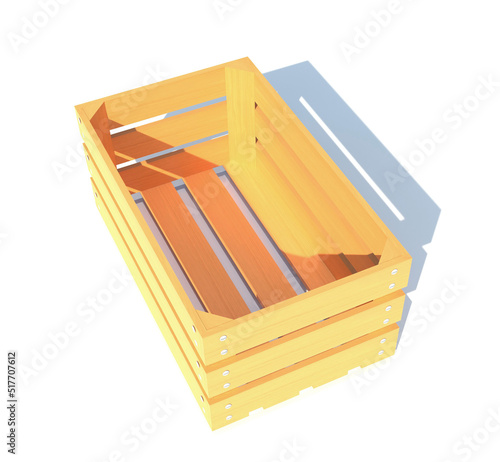 wooden box container 3d render illustration