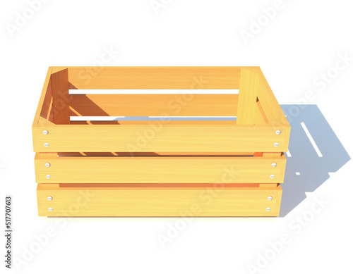 wooden box container 3d render illustration