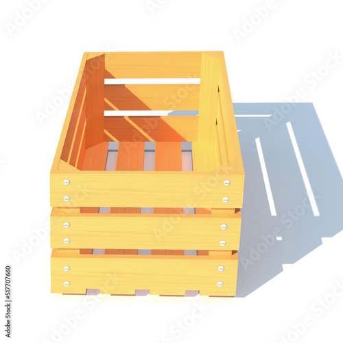 wooden box container 3d render illustration