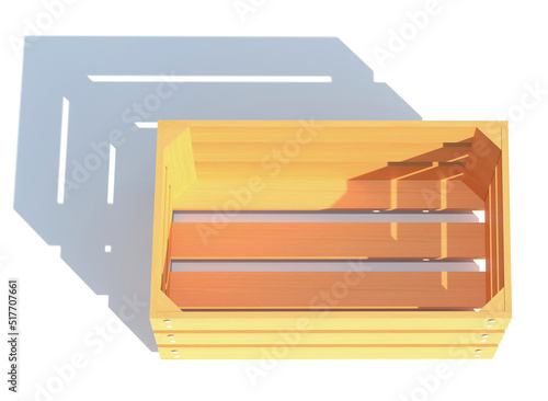 wooden box container 3d render illustration