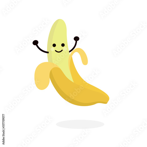 Banana fruit character cute vector.
