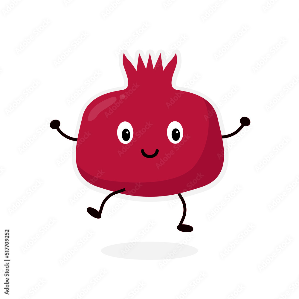 Obraz premium fun pomegranate, fruit icon vector illustration.