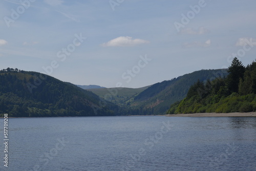 the scenery at lake Vyrnwy in the welsh mountains 