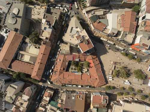 Aerial view of buildings and streets