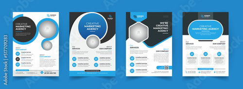 a bundle of 4 templates of a4 flyer, Flyer template layout design. business flyer, brochure, magazine or flier mockup in bright colors. perfect for creative professional business. vector template