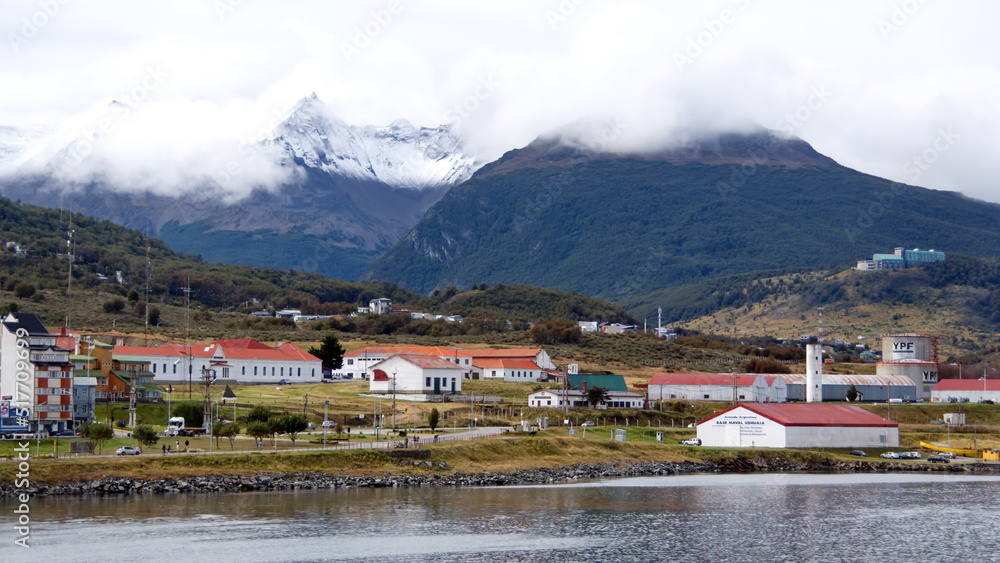 Martial Mountains above the old prison and Maritime Museum in Ushuaia, Argentina