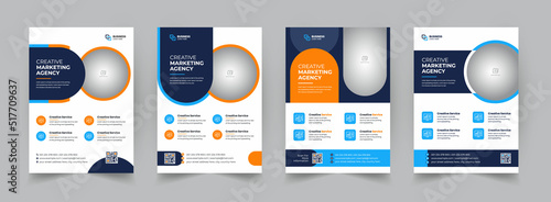 a bundle of 4 templates of a4 flyer, Flyer template layout design. business flyer, brochure, magazine or flier mockup in bright colors. perfect for creative professional business. vector template