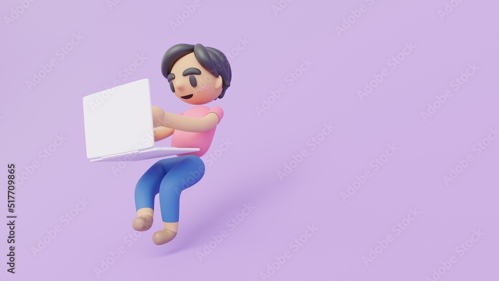 3D Vocrub character using laptop, Business investment research, Finding inspiration to start business, Startup ideas New products, Social Addiction, 3D rendering illustration concept 3D Vocrub character using laptop, Business investment research, Finding inspiration to start business, Startup ideas New products, Social Addiction, 3D rendering illustration concept