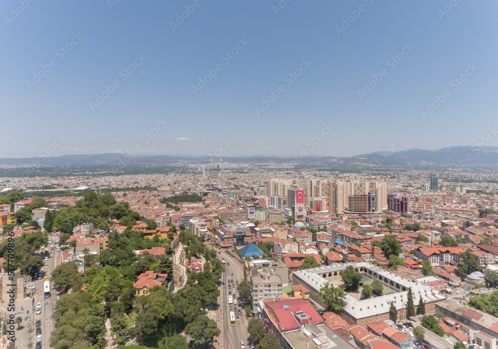 Aerial view of Bursa city, Turkey.