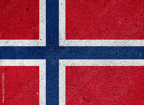 State flag of Norway on a plaster wall