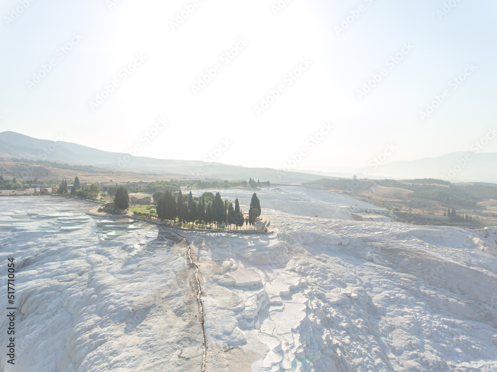 Aerial view of travertines of Pamukkale in Denizli, Turkey Aerial view of travertines of Pamukkale in Denizli, Turkey