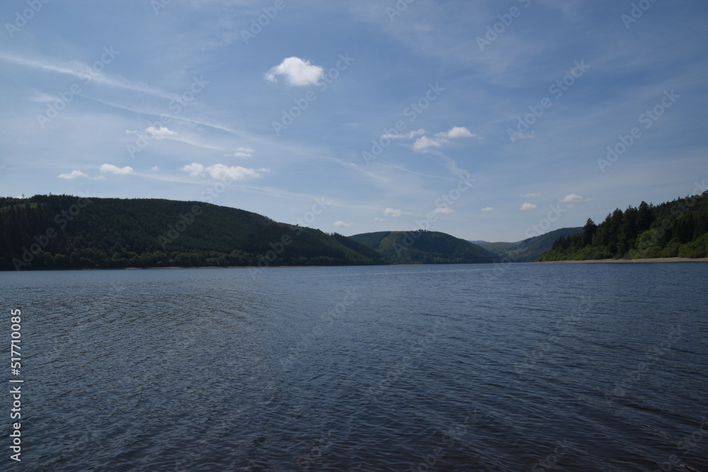 the scenery at lake Vyrnwy in the welsh mountains 