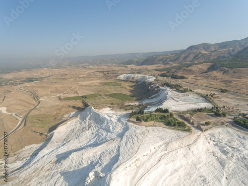 Aerial view of travertines of Pamukkale in Denizli, Turkey photo